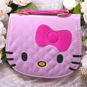 Hello Kitty Pink Patent Argyle Crossbody Purse Embroidered Sanrio Shoulder Bag
